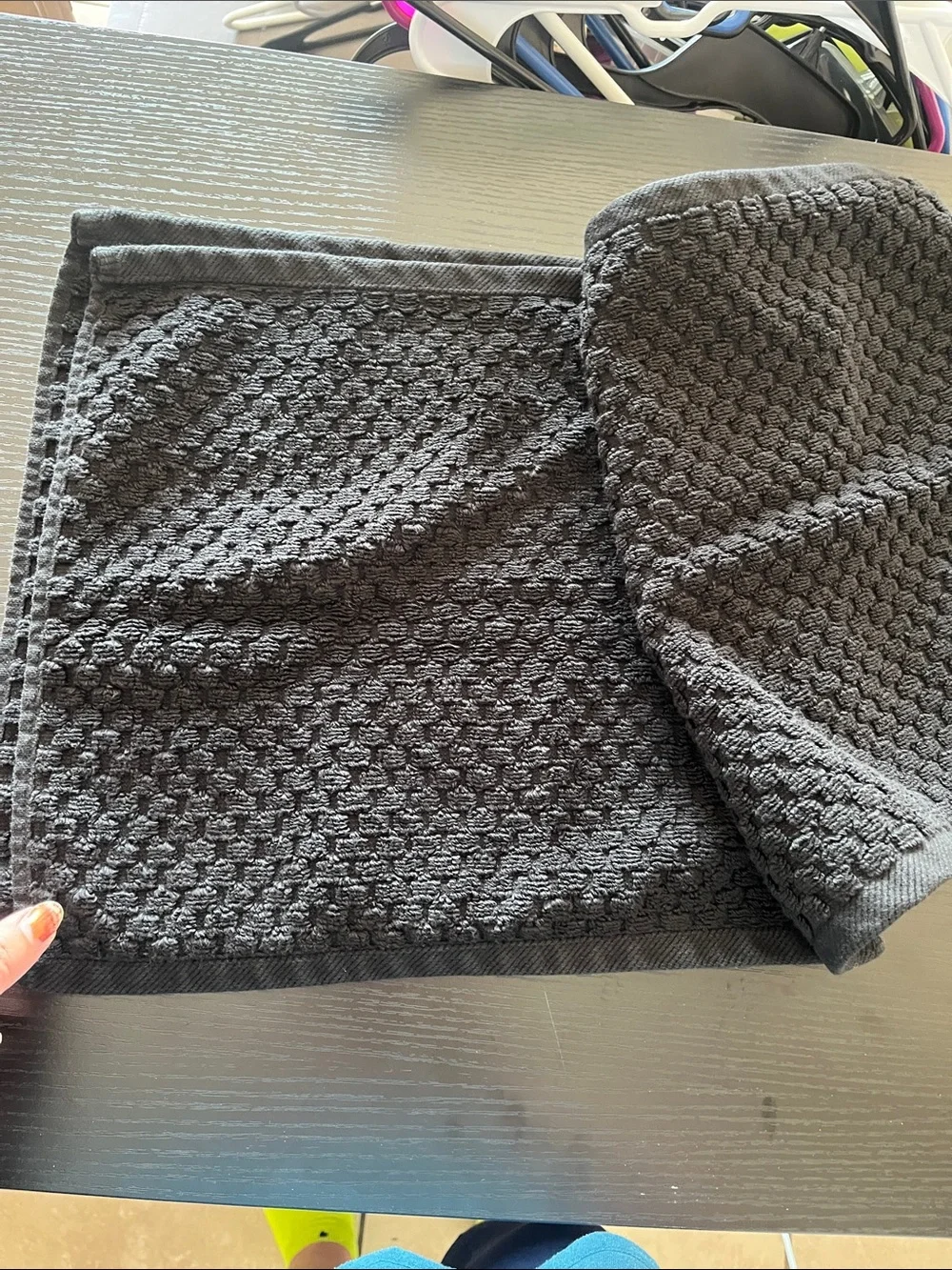 (NWT) Black Waffle-Hand Towel - 100% Cotton Set of 3